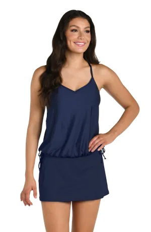24th & Ocean Solid V-Neck Blouson Tankini