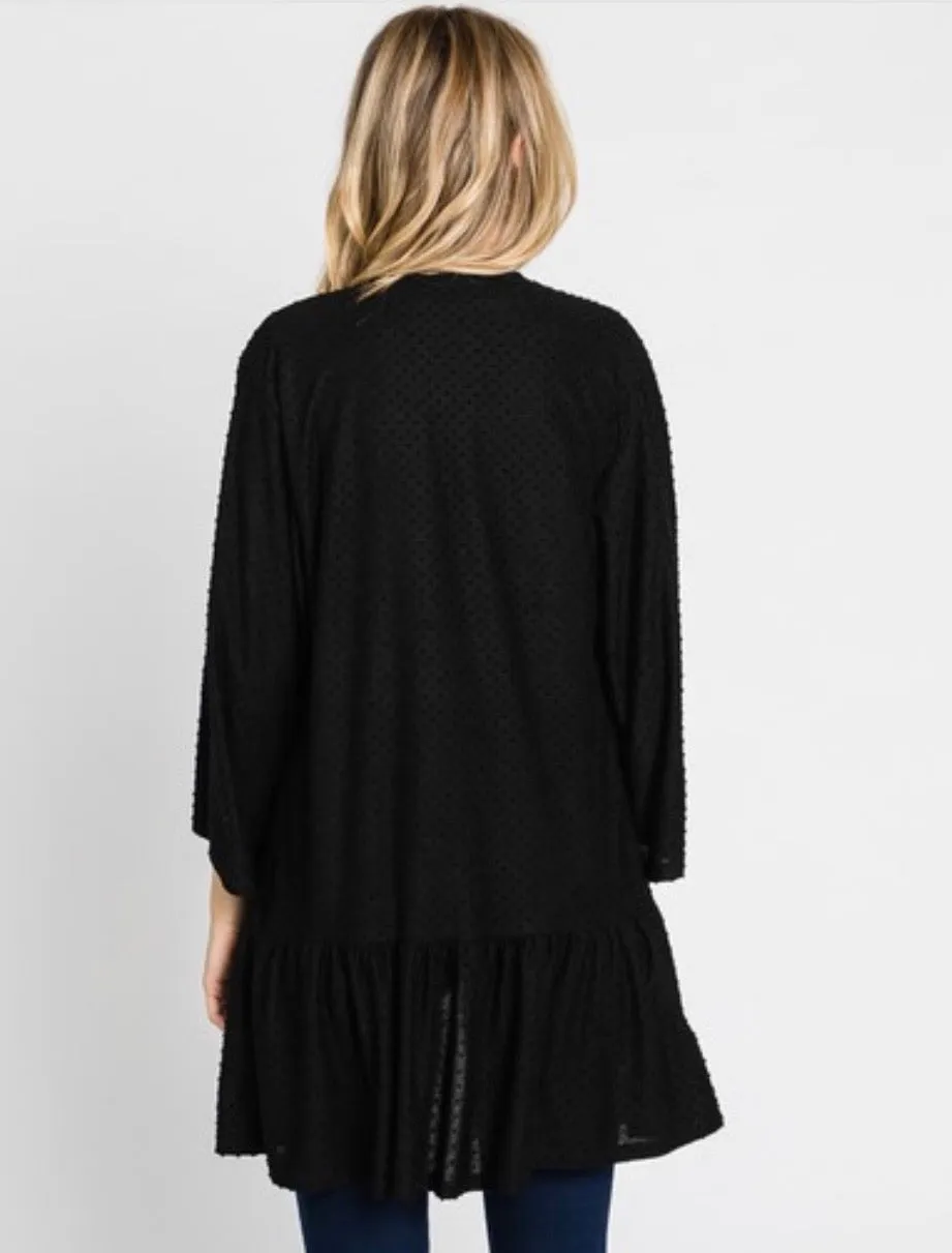54 OT-D {Dinner Date} Black Swiss Dot Cardigan PLUS SIZE XL 2X 3X