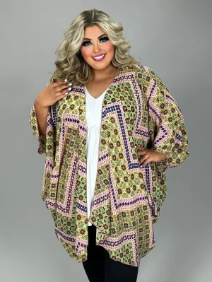 58 OT-K {Come Away With Me} Multi-Color Print Kimono EXTENDED PLUS SIZE 3X 4X 5X
