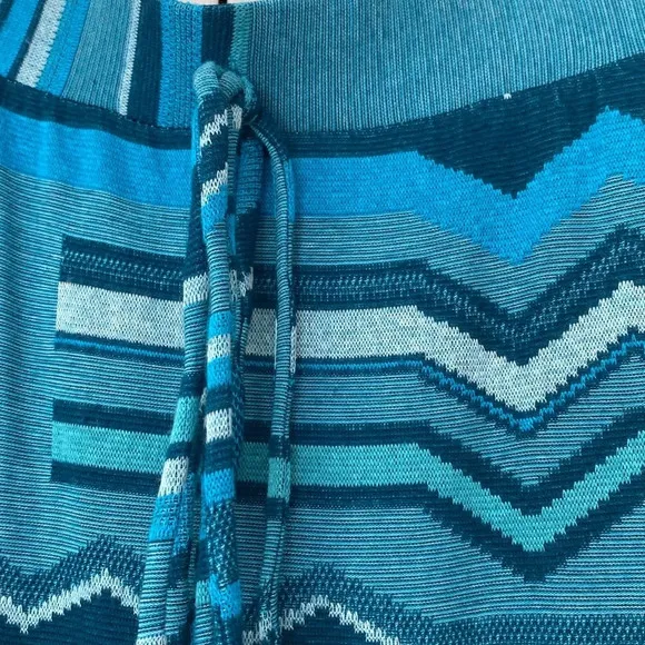 Alexis Maxi Skirt Patchwork Pattern Blue Size Medium Coasta Grandma Knit Made US