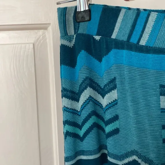 Alexis Maxi Skirt Patchwork Pattern Blue Size Medium Coasta Grandma Knit Made US