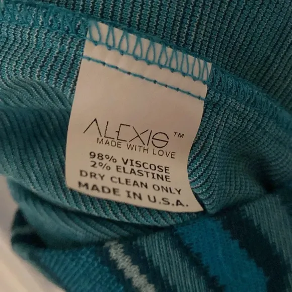 Alexis Maxi Skirt Patchwork Pattern Blue Size Medium Coasta Grandma Knit Made US