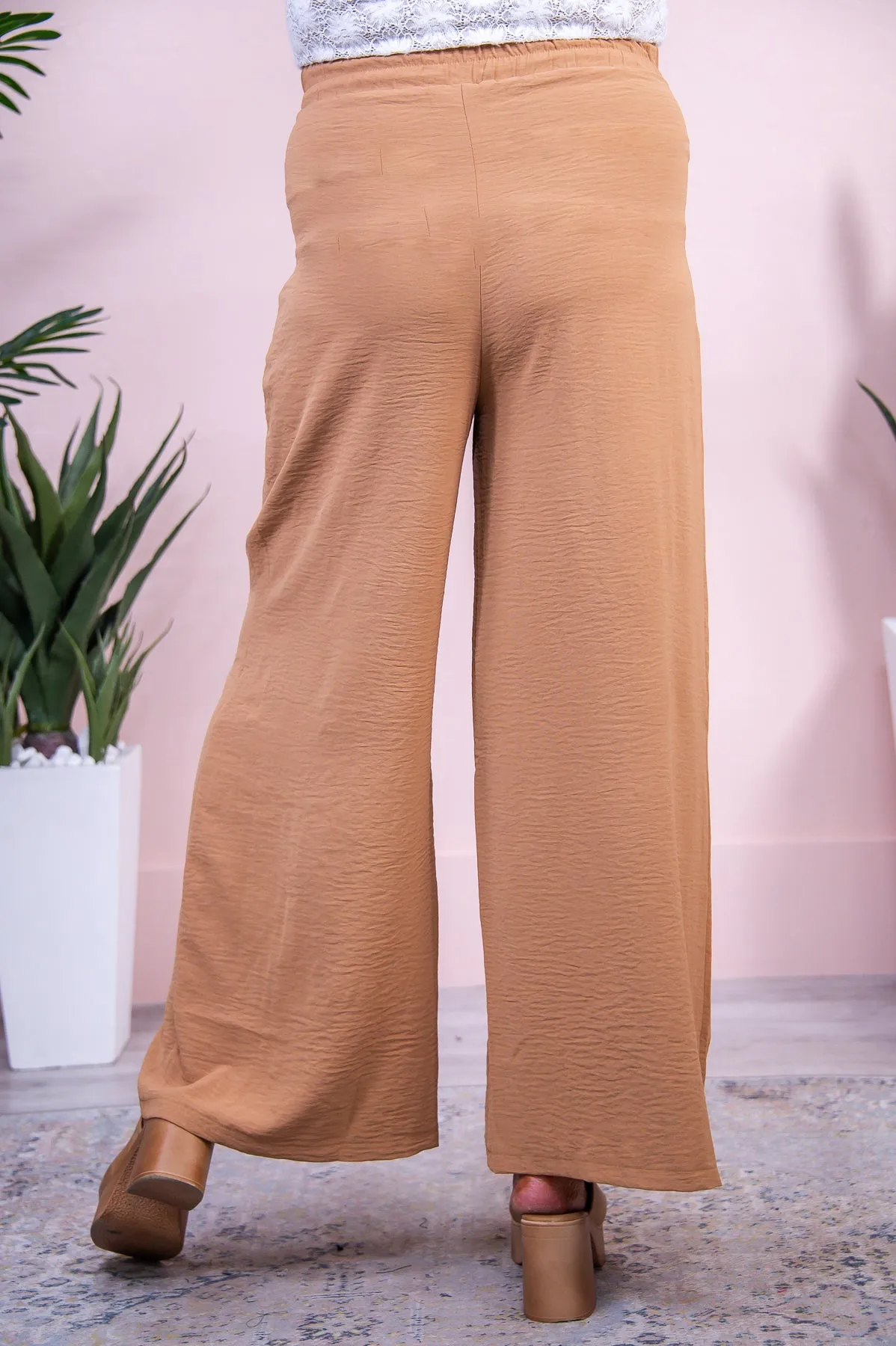 All About Autumn Camel Solid Palazzo Pants - PNT1663CA