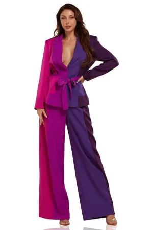 Allure of Pastel Purple Color Block Two Piece Set