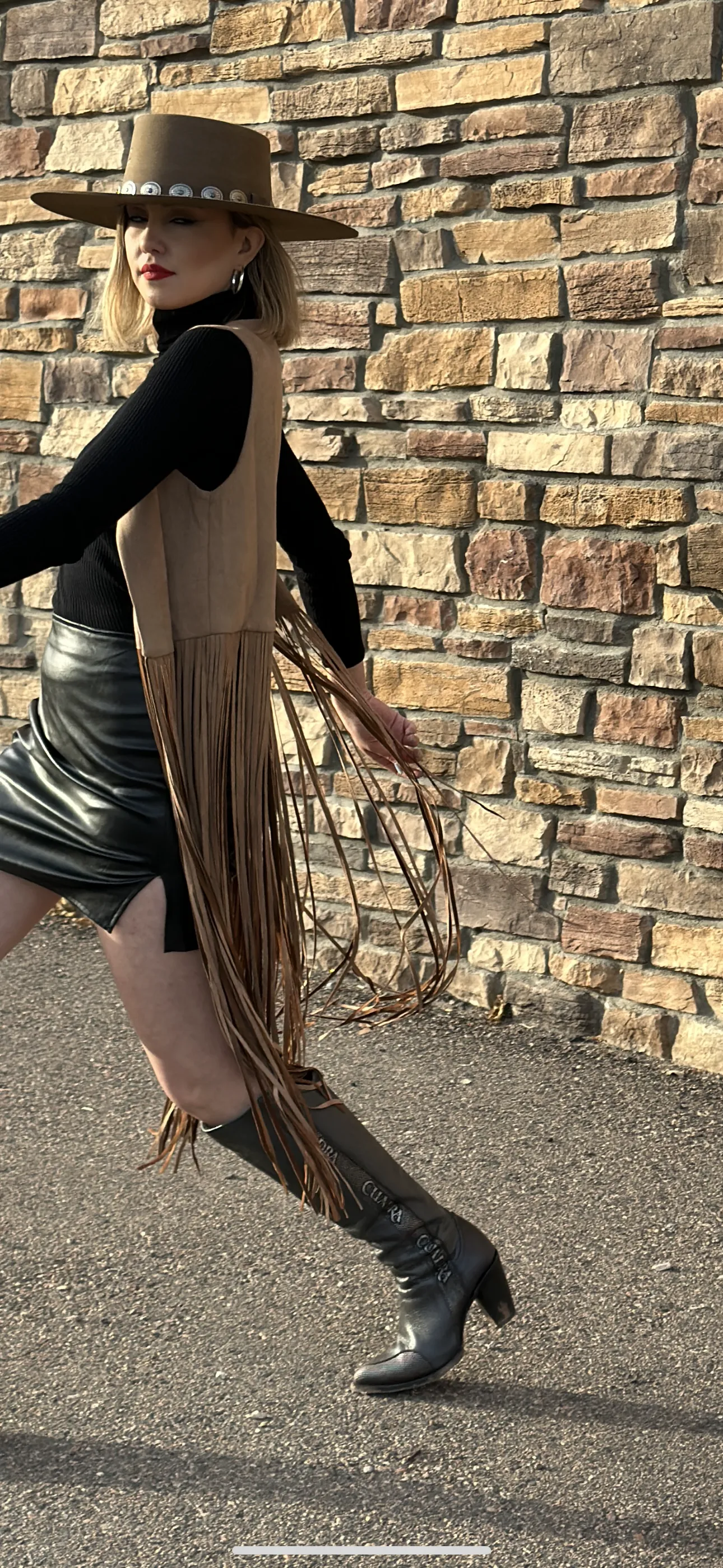 Amelia Honey Suade Fringe Cardigan