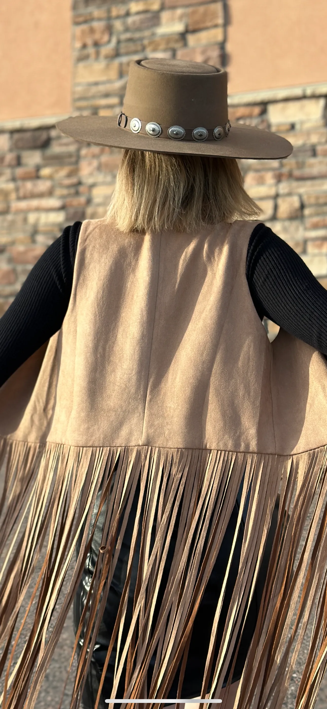 Amelia Honey Suade Fringe Cardigan