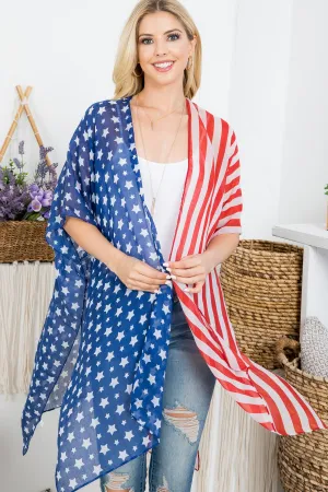 AMERICAN FLAG OPEN FRONT KIMONO