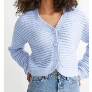 &amp; Other Stories Atelier baby blue crop wool knit button front cardigan sweater