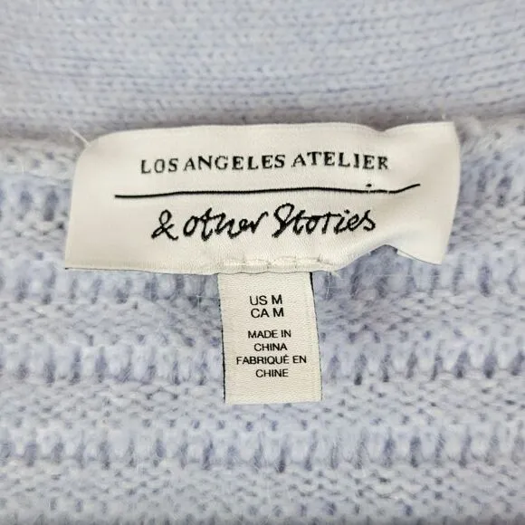 &amp; Other Stories Atelier baby blue crop wool knit button front cardigan sweater