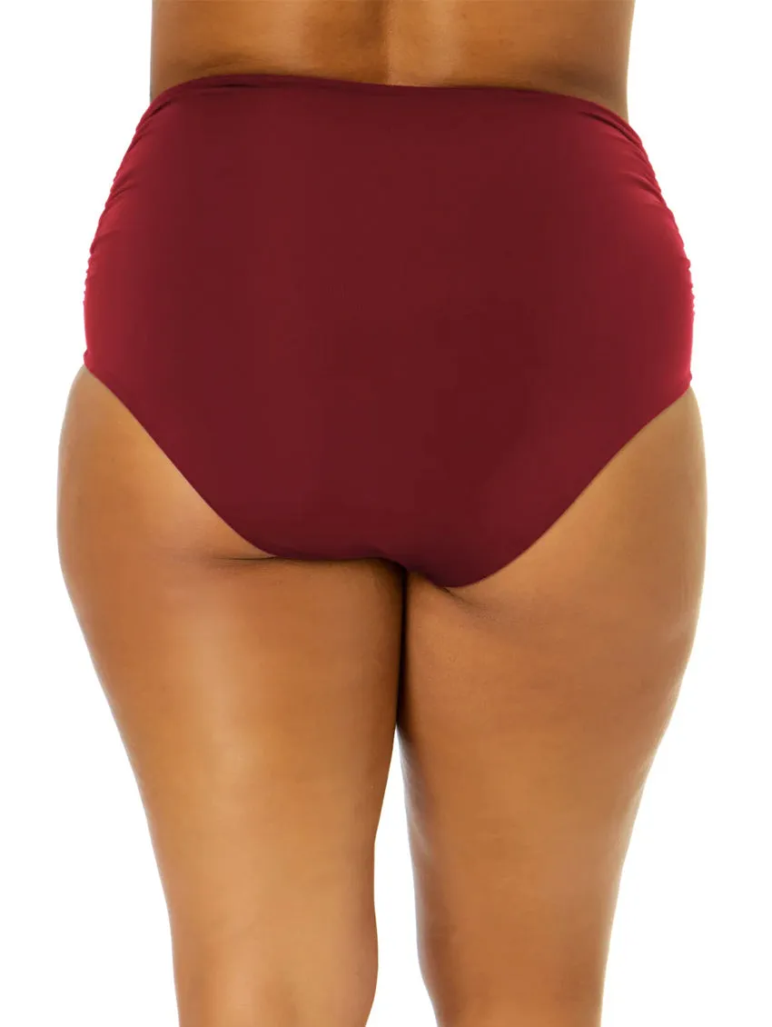 Anne Cole Shirred Hi-Low Plus Swim Bottom