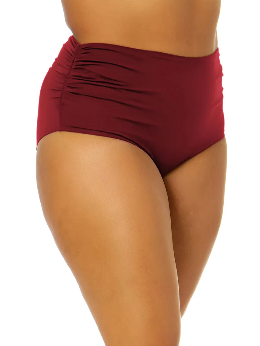 Anne Cole Shirred Hi-Low Plus Swim Bottom