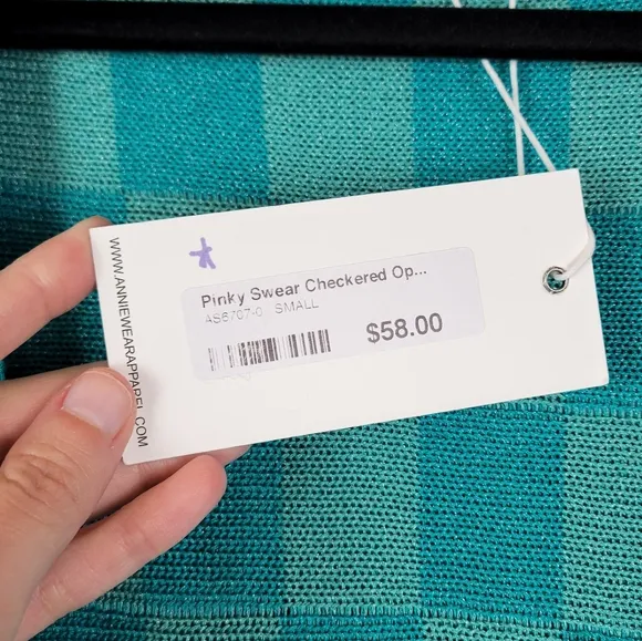 Anniewear Blue Pinky Swear Checkered Print Open Front Cardigan Sweater Top