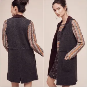 Anthropologie Moth Morris wool blend open front duster sleeveless sweater vest