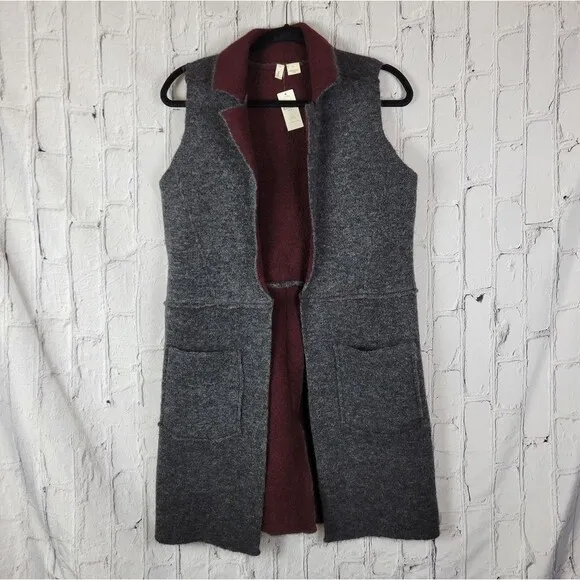 Anthropologie Moth Morris wool blend open front duster sleeveless sweater vest