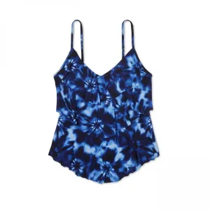 Aqua Green Women's Tiered Tankini Swim Top
