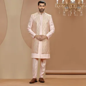 Art Silk Indo Western Set In Light Pink
