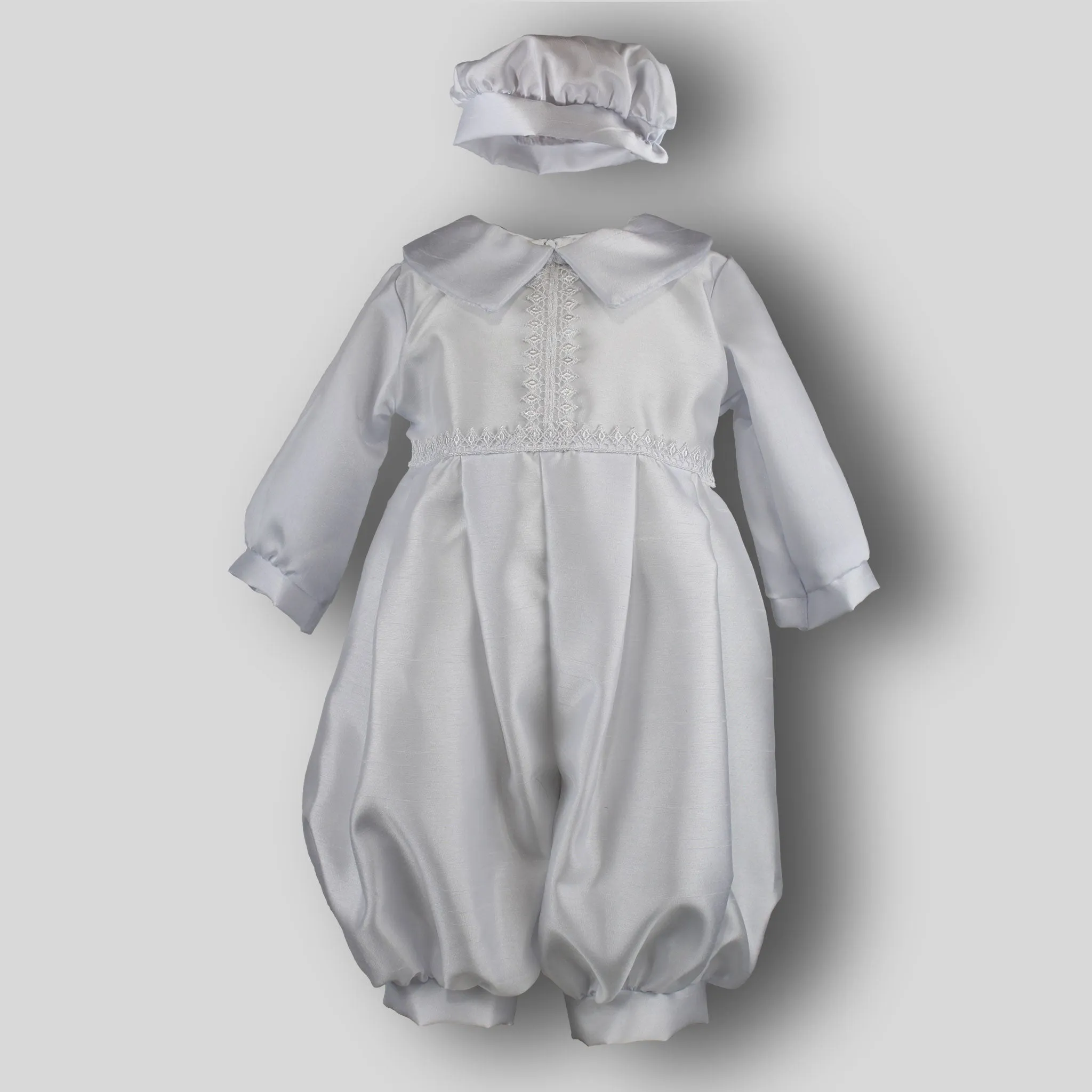 Baby Boys White Christening Baptism Outfit Suit Romper with Hat
