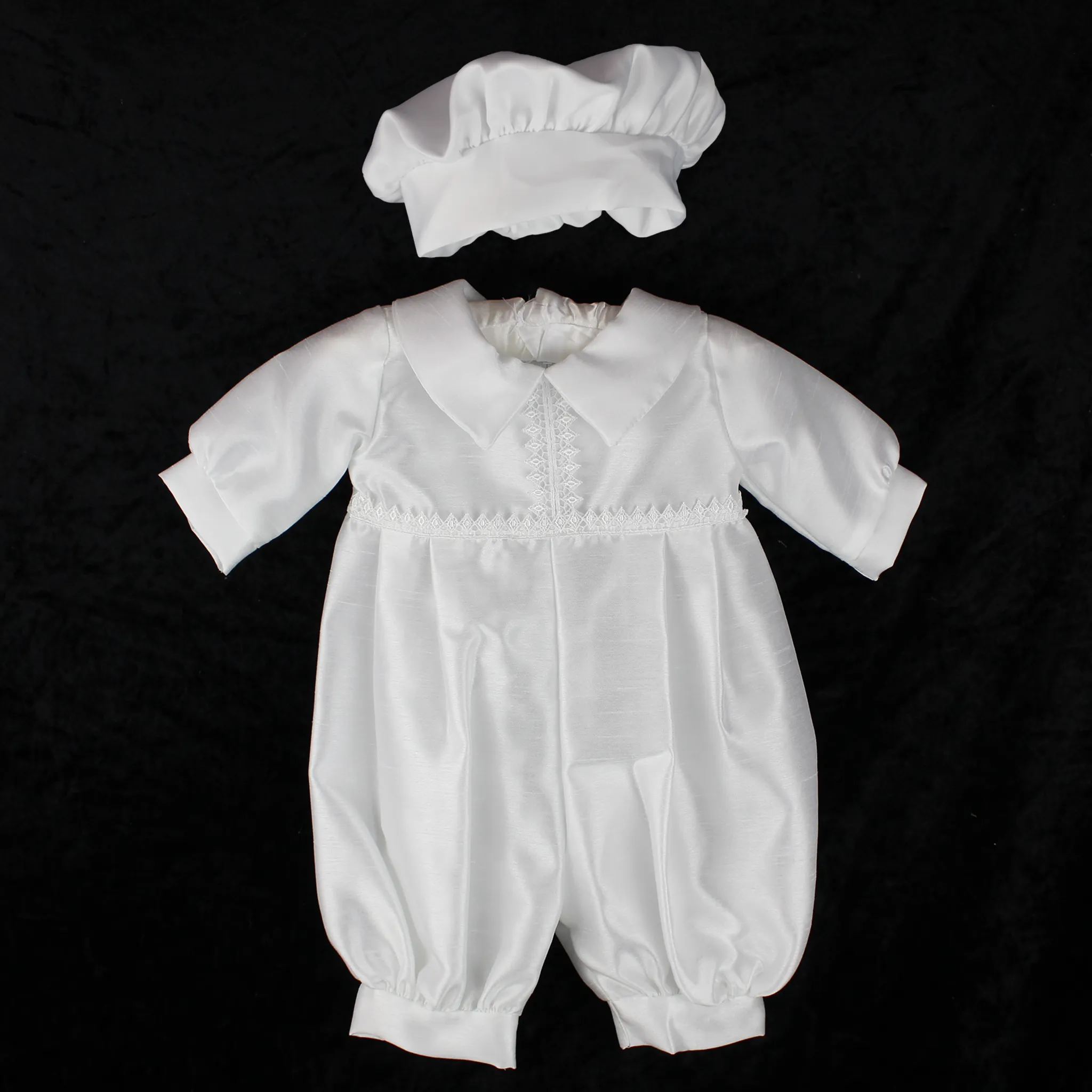 Baby Boys White Christening Baptism Outfit Suit Romper with Hat