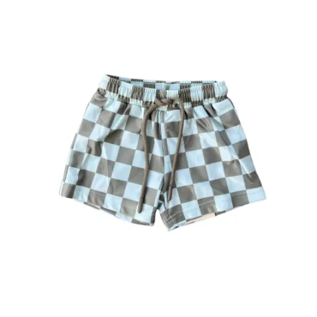 Baby Sprouts Boy's Swim Shorts- Checker In Seagrass