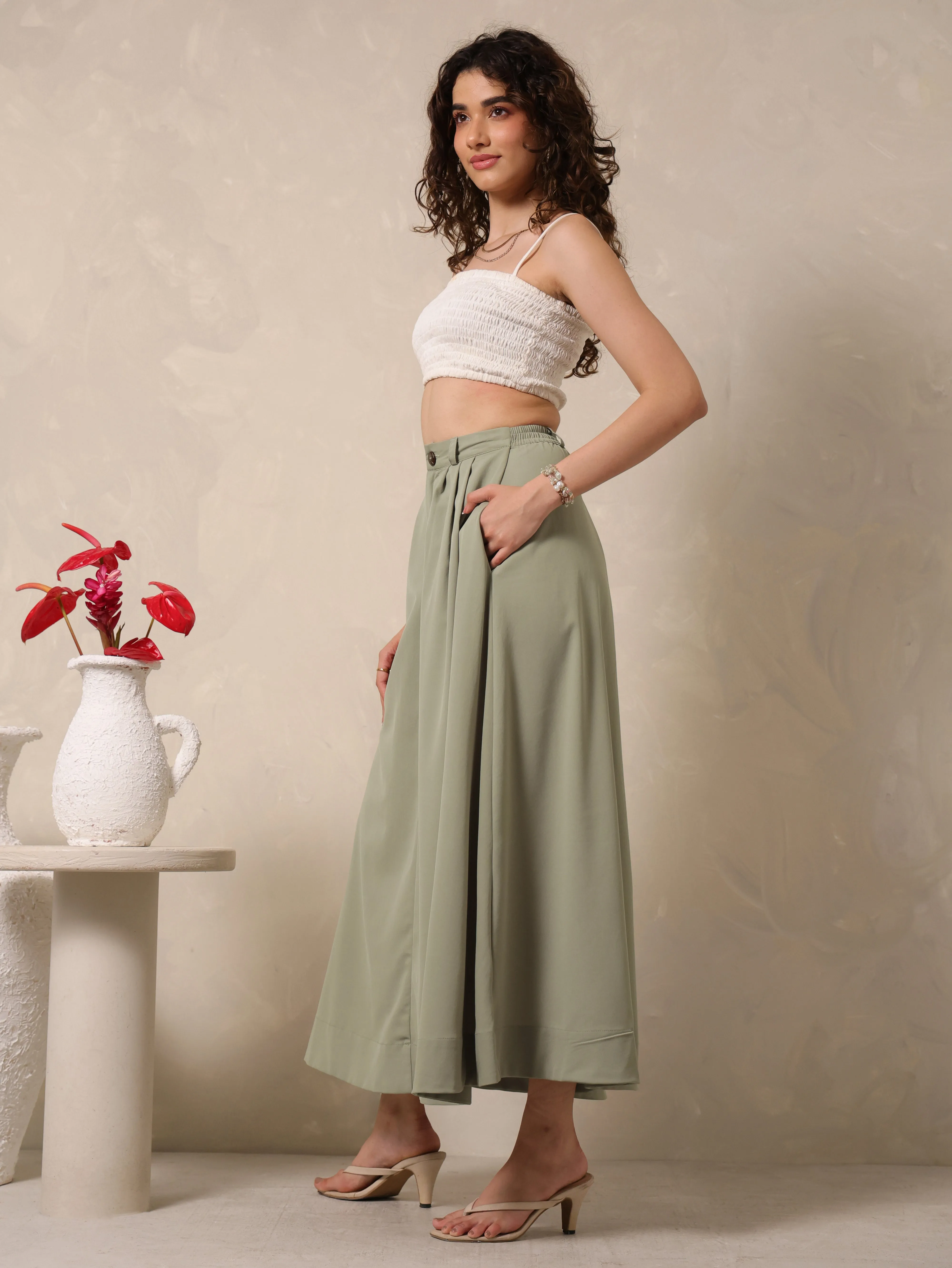 Back Elasticated Maxi Skirt