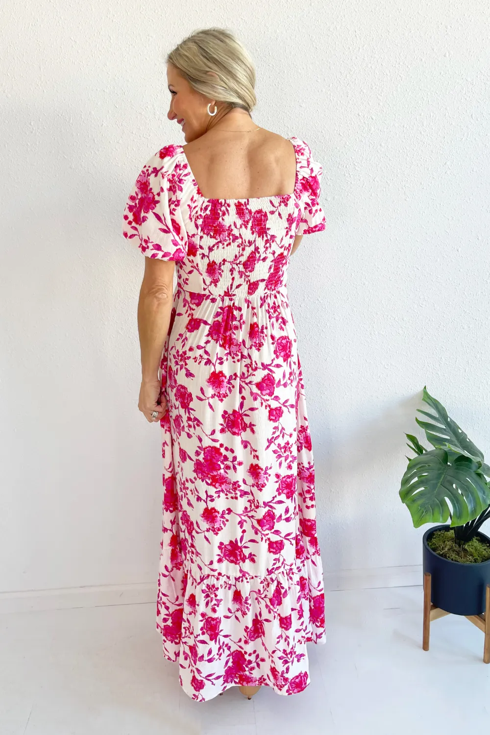 Balloon Sleeve Floral Print Maxi Dress