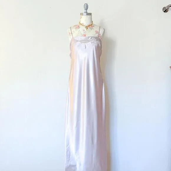 barbizon cream champagne‎ silky maxi slip dress womens large
