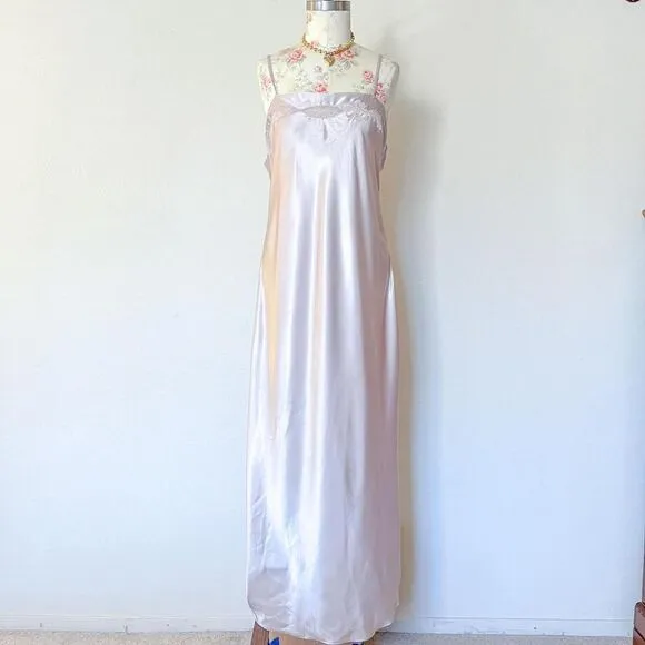 barbizon cream champagne‎ silky maxi slip dress womens large