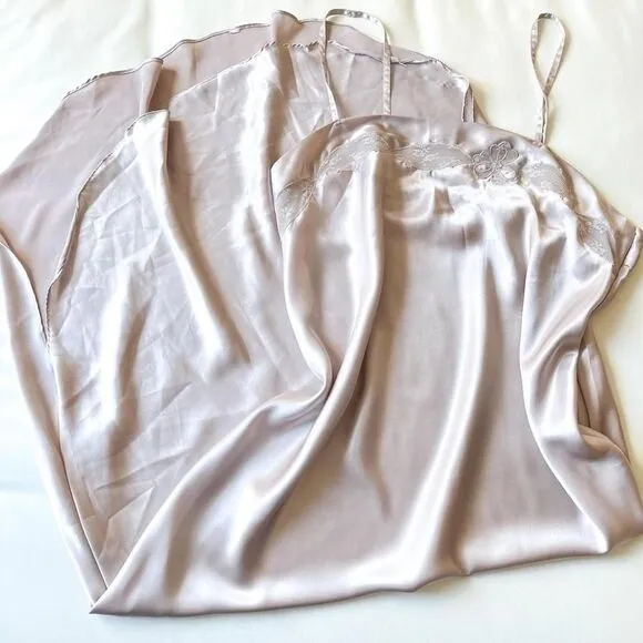 barbizon cream champagne‎ silky maxi slip dress womens large