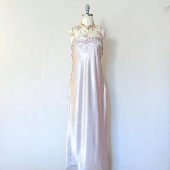 barbizon cream champagne‎ silky maxi slip dress womens large