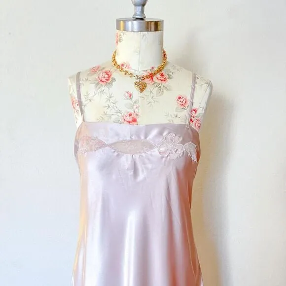 barbizon cream champagne‎ silky maxi slip dress womens large
