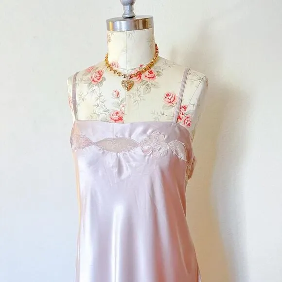 barbizon cream champagne‎ silky maxi slip dress womens large