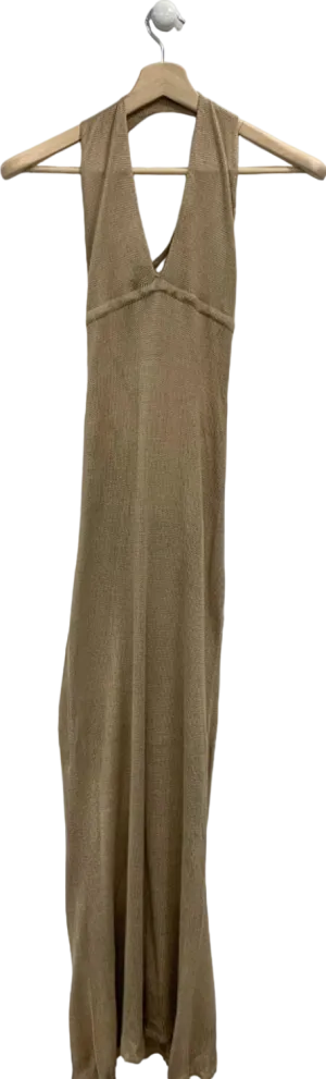 Beige Knitted Sleeveless Maxi Dress UK S
