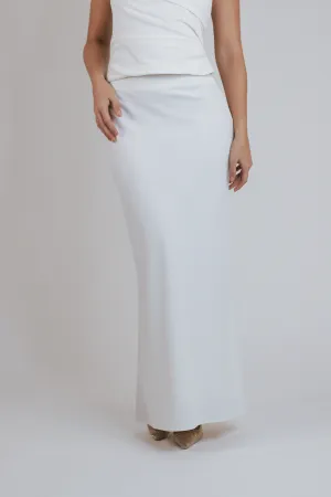 Bias Maxi Skirt in Ivory Crepe