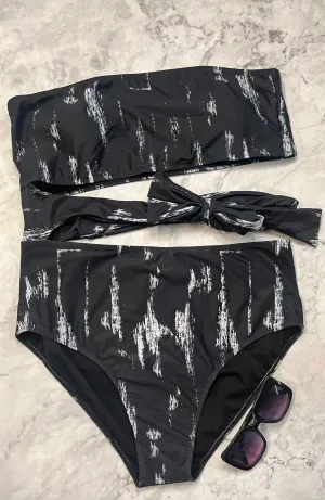 Black Wrap Tie One Piece Swim