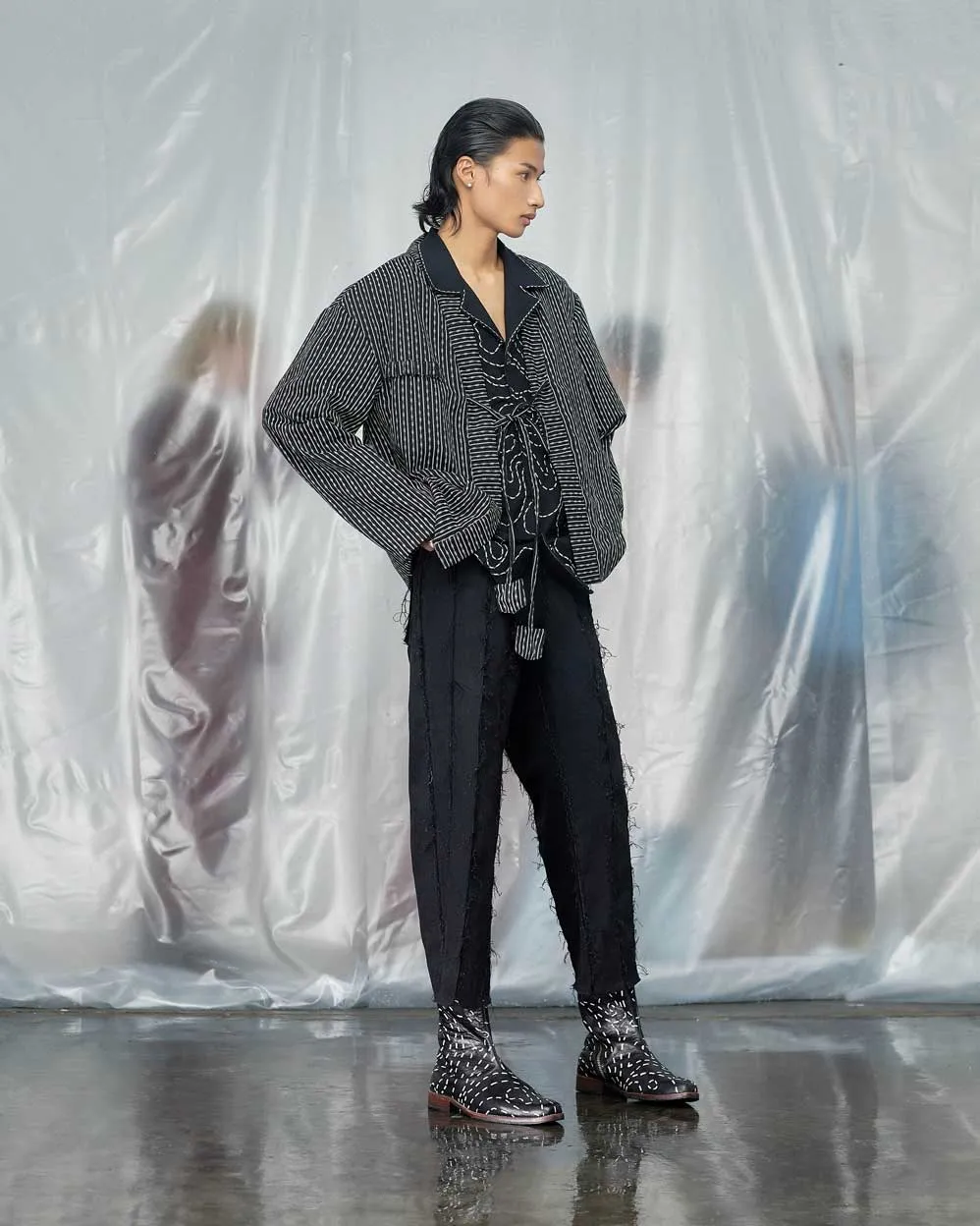 Block Printed Black Kimono