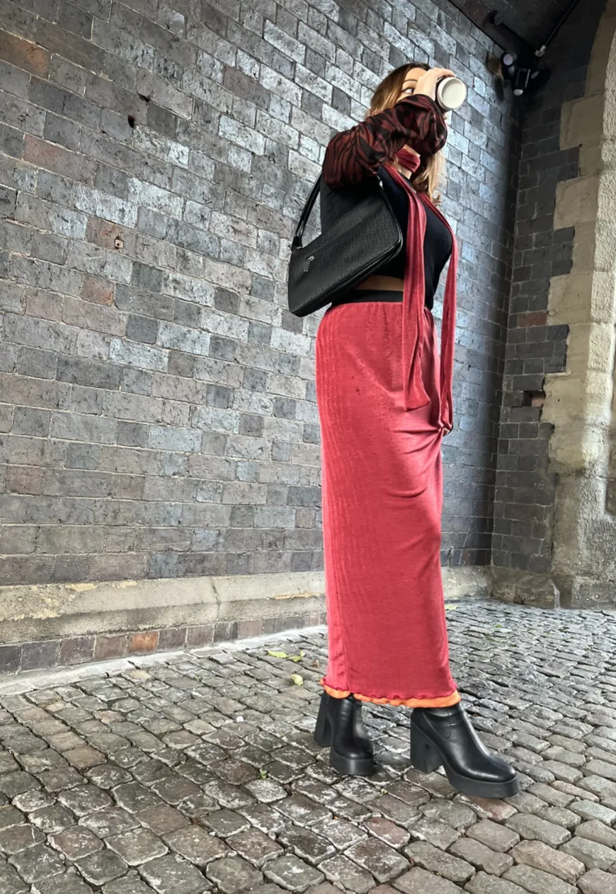 BLOOD ORANGE REVERSIBLE SKIRT