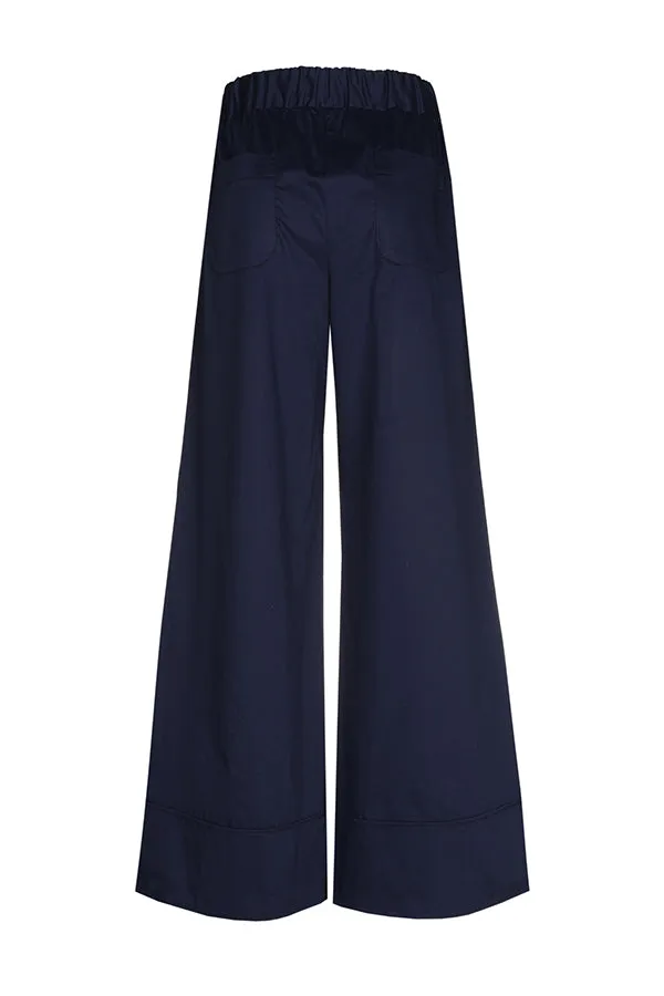 BLUE COTTON PALAZZO TROUSERS