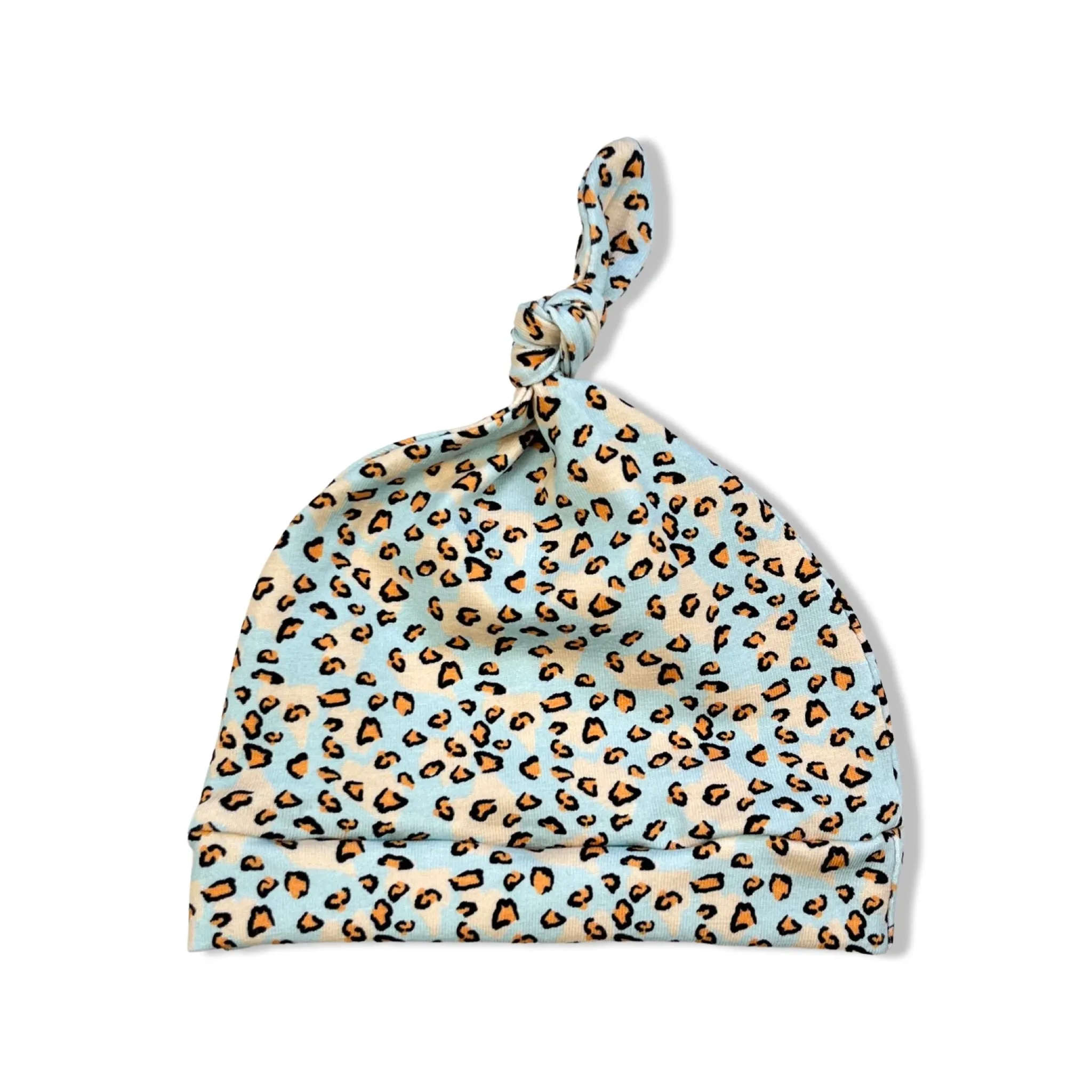 BLUE LEOPARD KNOTTED HAT