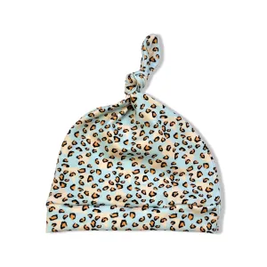 BLUE LEOPARD KNOTTED HAT