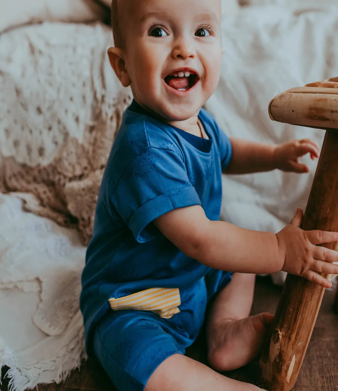 Blue Leopard Print Romper