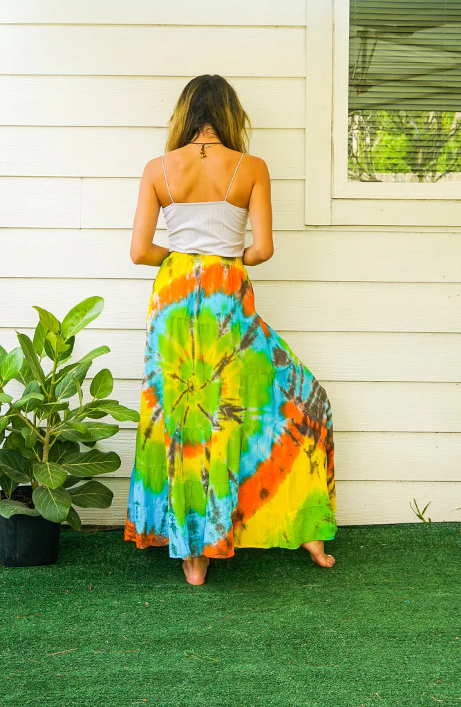 Boho Sunshine Hand Dyed Tiered Maxi Skirt