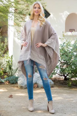 BORDER LINE WARMER KIMONO WRAP