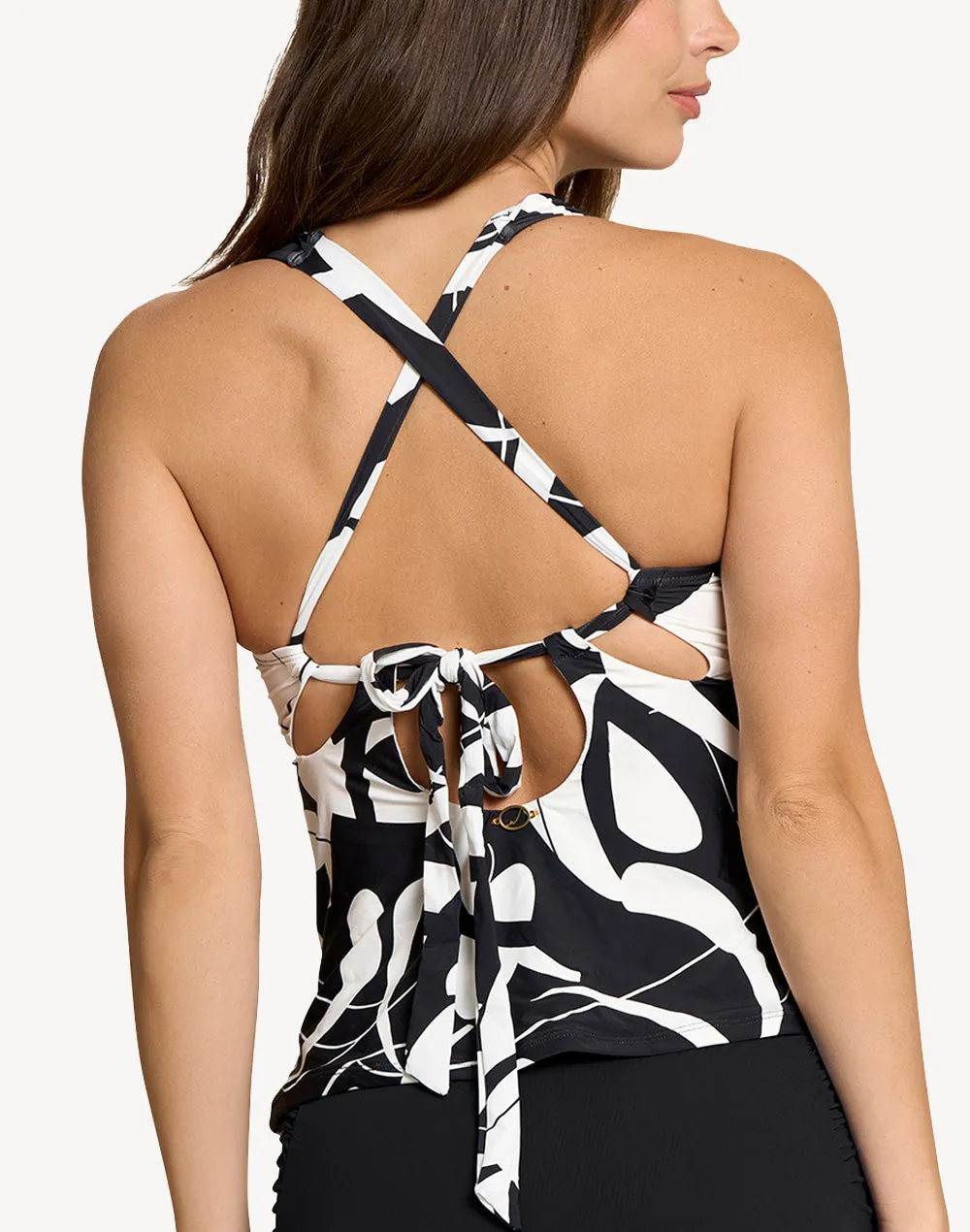 Botanical Domino Nora High Neck Tankini Top