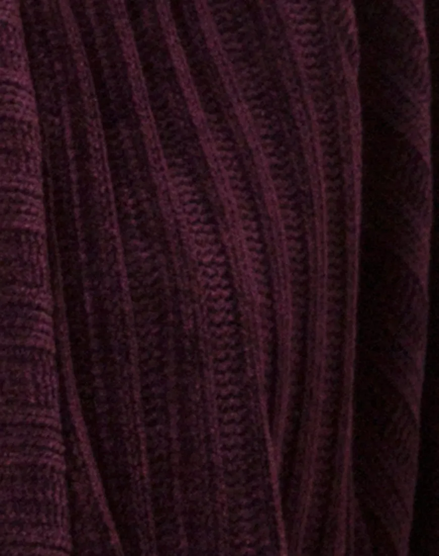 Boyfriend Cardigan in Chenille Plum