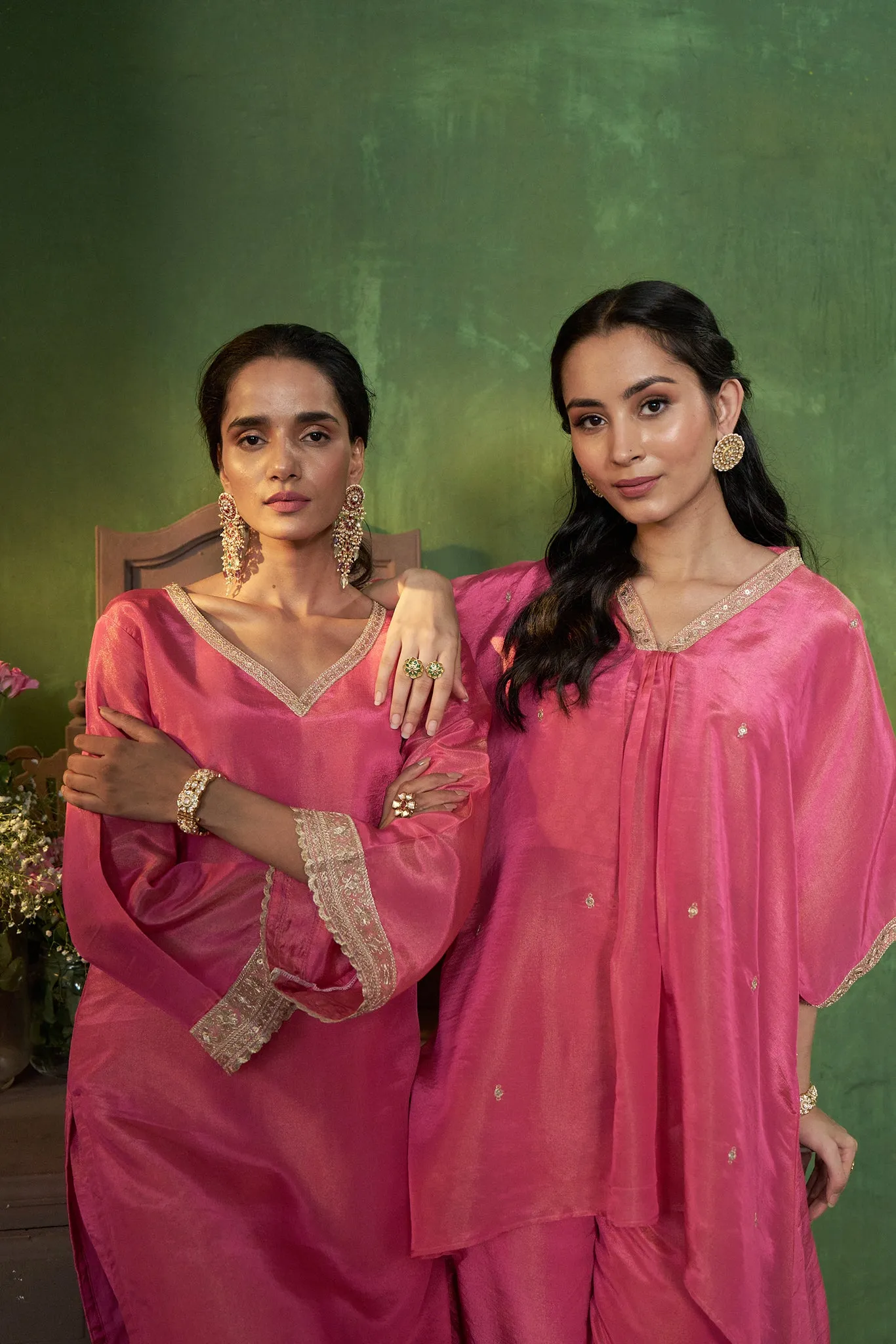 Bright Pink Shimmer Kurta Set