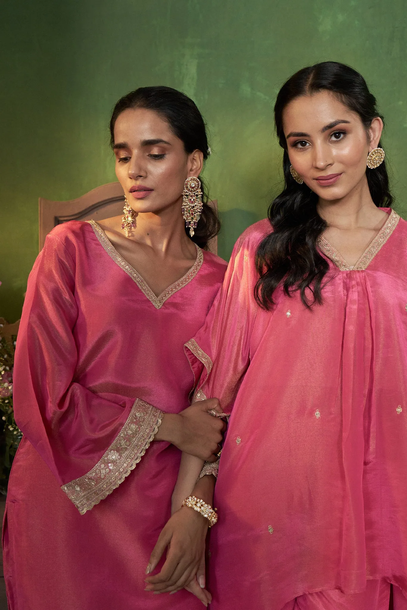 Bright Pink Shimmer Kurta Set