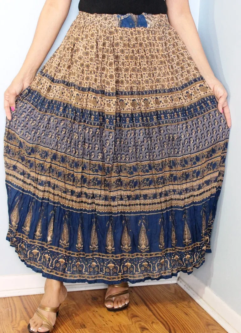 Broomstick Skirt ! Blue Crinkle Rayon ! One Size, Fits Most !