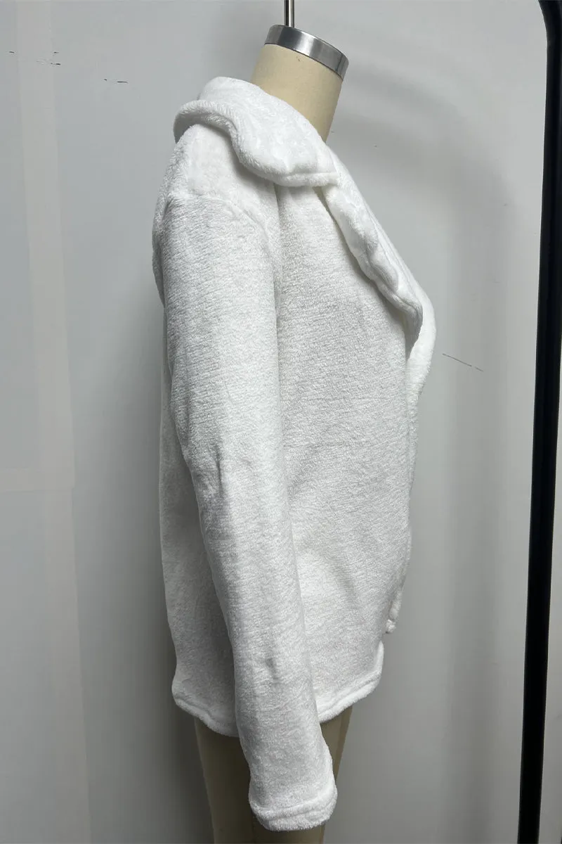 Casual Patchwork Fluffy Turndown Collar Outerwear(7 Colors)