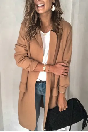 Casual Solid Patchwork Turn-back Collar Outerwear(6 Colors)
