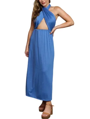 Celestial Cobalt Criss Cross Maxi Dress